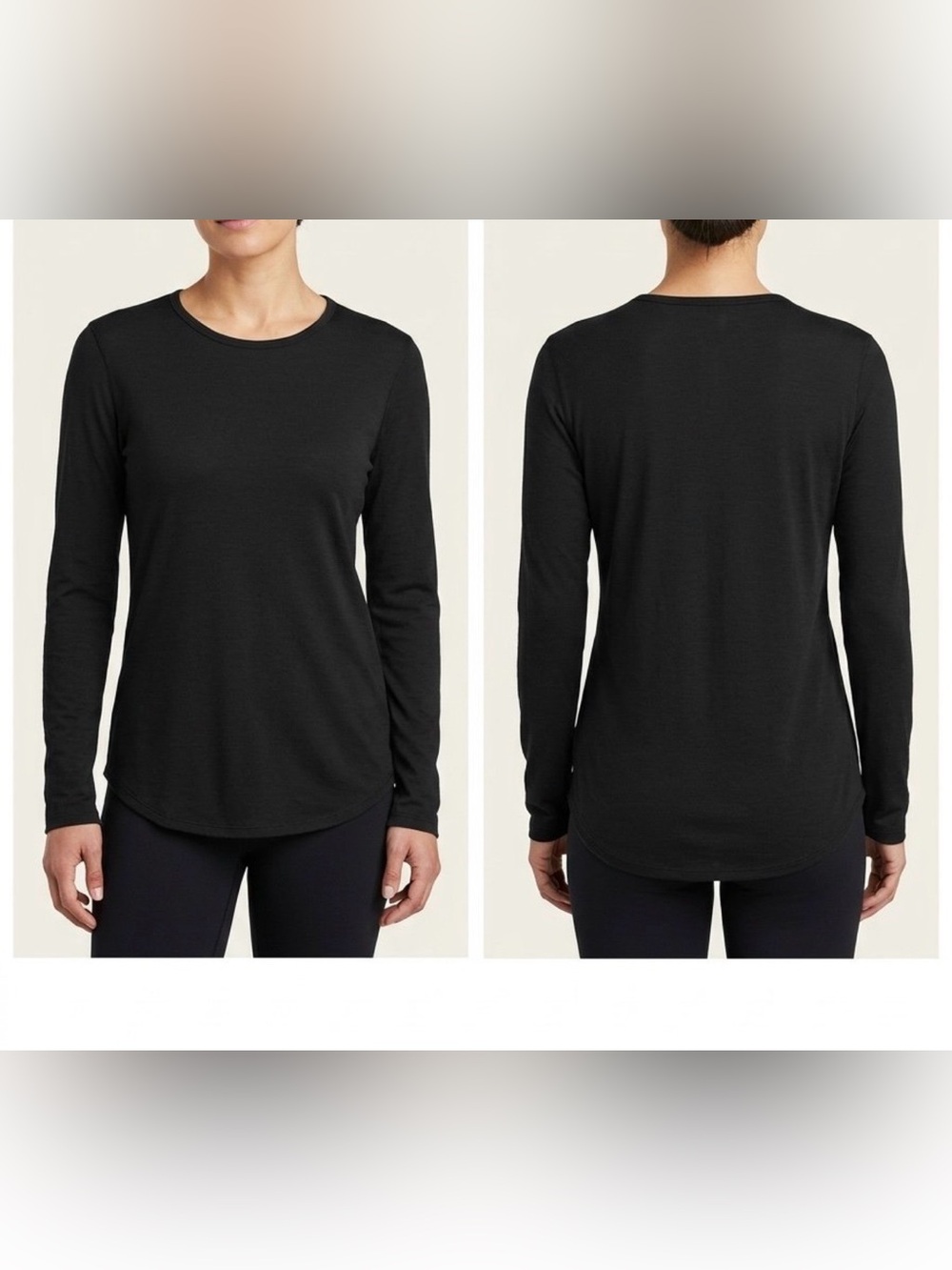 Unbranded Women's Black Long Sleeve Crewneck Top - Like New - Size Small